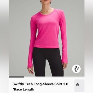 NWT Sonic Pink Lululemon swiftly 2.0 race length LS
